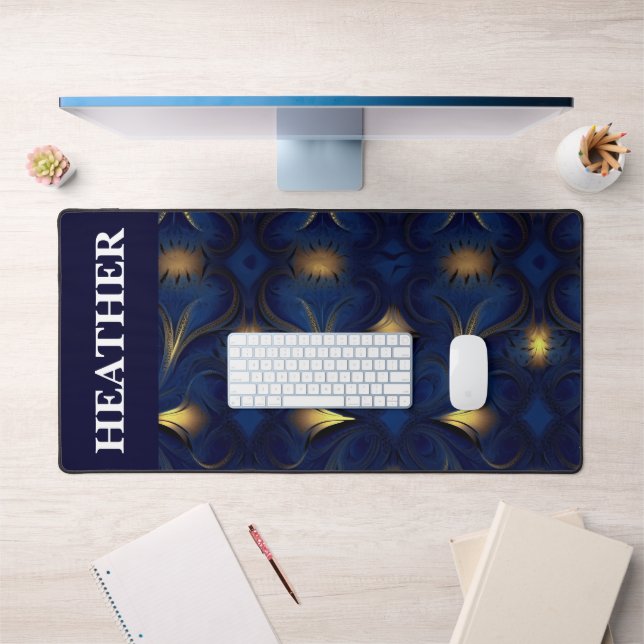 Name des Monogramms für das Gold Navy-Fraktal Schreibtischunterlage (Büro 1)