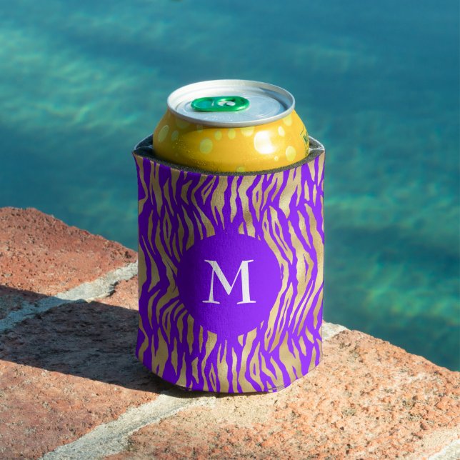 Name des Monogramms für das lila Gold Animal Print Dosenkühler (In Situ Pool)