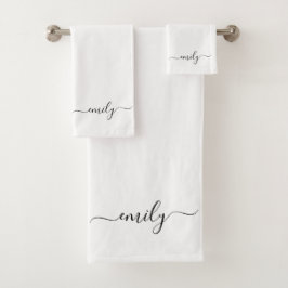 Name des Monogramms für das White Black Modern Badhandtuch Set