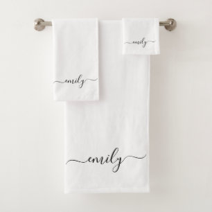 Name des Monogramms für das White Black Modern Badhandtuch Set
