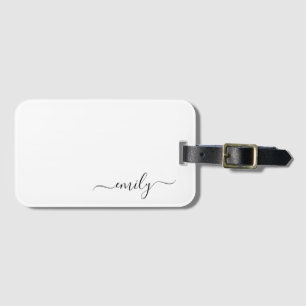 Name des Monogramms für das White Black Modern Gepäckanhänger