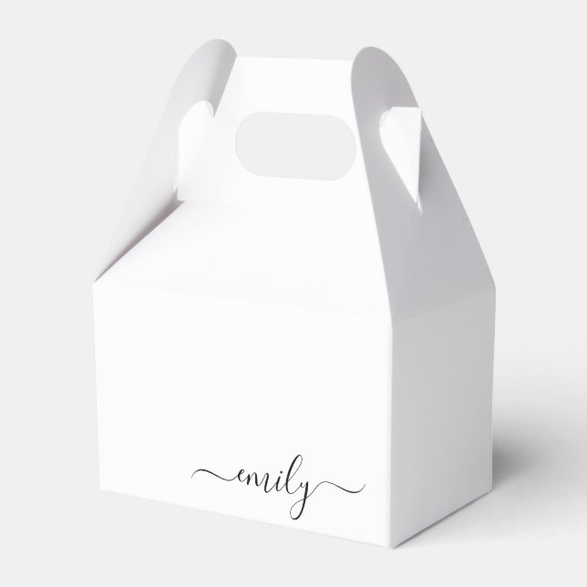 Name des Monogramms für das White Black Modern Geschenkschachtel (Vorderseite)