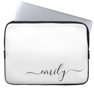 Name des Monogramms für das White Black Modern Laptopschutzhülle