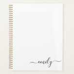Name des Monogramms für das White Black Modern Planer<br><div class="desc">Schwarz und Weiß Einfache Script Monogram Name. Das macht den perfekten 16 Geburtstag,  Hochzeit,  Brautparty,  Jubiläum,  Babydusche oder Junggeselinnen-Abschied Geschenk für jemanden,  der Lieben glamourösen Luxus und schicke Stile.</div>