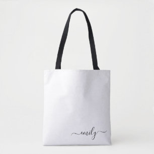 Name des Monogramms für das White Black Modern Tasche