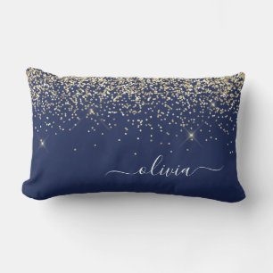 Name des Monogramms für den Blauen Girl-Glitzer Lendenkissen