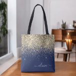 Name des Monogramms für den Blauen Girl-Glitzer Tasche<br><div class="desc">Navy Blue und Gold Imitate Sparkle und Glitzer Elegant Monogram Book Bag. Diese Büchertasche kann auf Ihren Vor- und Vornamen angepasst werden und als Geschenk für Weihnachten,  Geburtstag,  Brautparty oder Hochzeit.</div>