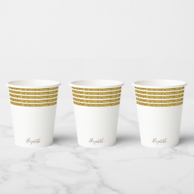 Name des Monogramms für den Elegangolden Glitzer Pappbecher (Multi)