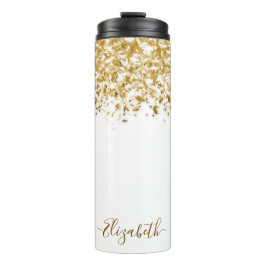 Name des Monogramms für den Elegangolden Glitzer Thermosbecher