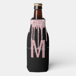 Name des Monogramms für den Girl-Pink-Drill-Glitze Flaschenkühler