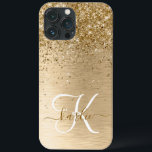 Name des Monogramms für den Glitzer aus goldgegoss Case-Mate iPhone Hülle<br><div class="desc">Dieses schicke Gehäuse mit hübschem goldglänzenden Glitzer auf goldgebürstetem metallischem Hintergrund ist einfach zu personalisieren.</div>