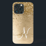 Name des Monogramms für den Glitzer aus goldgegoss Case-Mate iPhone Hülle<br><div class="desc">Dieses schicke Gehäuse mit hübschem goldglänzenden Glitzer auf goldgebürstetem metallischem Hintergrund ist einfach zu personalisieren.</div>