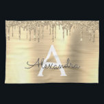 Name des Monogramms für den Gold-Glitzer-Brushed Geschirrtuch<br><div class="desc">Gold Imitate Foil Metallic Sparkle Glitzer gebürstete Metal Monogram Name und erste Küche Handtuch. Das macht den perfekten 16 Geburtstag,  Hochzeit,  Brautparty,  Jubiläum,  Babydusche oder Junggeselinnen-Abschied Geschenk für jemanden,  der Lieben glamourösen Luxus und schicke Stile.</div>