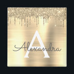 Name des Monogramms für den Gold-Glitzer-Brushed Magnet<br><div class="desc">Gold-Imitate belichten den Glitzer aus Metall,  der aus gebürstetem Metall besteht,  Monogramm Name und Party Magnet. Das macht den perfekten 16 Geburtstag,  Hochzeit,  Brautparty,  Jubiläum,  Babydusche oder Junggeselinnen-Abschied Geschenk für jemanden,  der Lieben glamourösen Luxus und schicke Stile.</div>