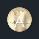 Name des Monogramms für den Gold-Glitzer-Brushed Magnet<br><div class="desc">Gold-Imitate belichten den Glitzer aus Metall,  der aus gebürstetem Metall besteht,  Monogramm Name und Party Magnet. Das macht den perfekten 16 Geburtstag,  Hochzeit,  Brautparty,  Jubiläum,  Babydusche oder Junggeselinnen-Abschied Geschenk für jemanden,  der Lieben glamourösen Luxus und schicke Stile.</div>