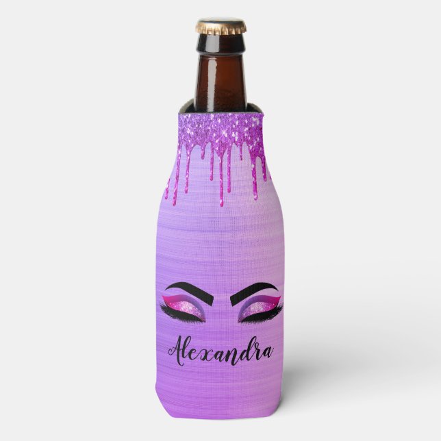 Name des Monogramms für den lila Glitzer, Sparkeil Flaschenkühler (Flaschenvorderseite)