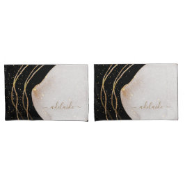 Name des Monogramms für den modernen Black Gold Gl Kissenbezug