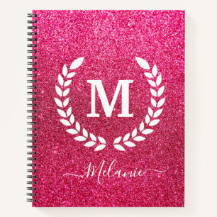 Name des Monogramms für den personalisiert rosa Gl Notizbuch