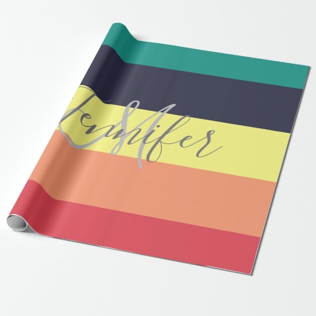 Name des Monogramms für den primären Rainbow-Farbb Geschenkpapier (Ungerollt)