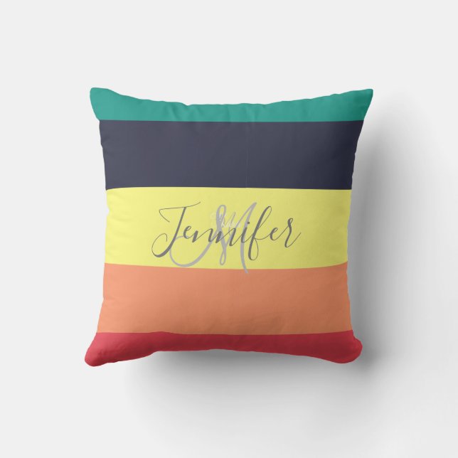 Name des Monogramms für den primären Rainbow-Farbb Kissen (Rückseite)