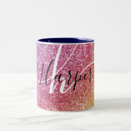 Name des Monogramms für den Rainbow-Glitzer Zweifarbige Tasse