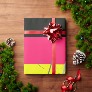 Name des Monogramms für den schwarzen und neonfarb Geschenkpapier