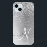 Name des Monogramms für den silberfarbenen Glitzer Case-Mate iPhone Hülle<br><div class="desc">Dieses schicke Gehäuse mit hübschem silberglänzenden Glitzer auf silberfarbenem metallischem Hintergrund ist einfach zu personalisieren.</div>