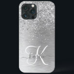 Name des Monogramms für den silberfarbenen Glitzer Case-Mate iPhone Hülle<br><div class="desc">Dieses schicke Gehäuse mit hübschem silberglänzenden Glitzer auf silberfarbenem metallischem Hintergrund ist einfach zu personalisieren.</div>