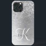 Name des Monogramms für den silberfarbenen Glitzer Case-Mate iPhone Hülle<br><div class="desc">Dieses schicke Gehäuse mit hübschem silberglänzenden Glitzer auf silberfarbenem metallischem Hintergrund ist einfach zu personalisieren.</div>