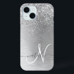 Name des Monogramms für den silberfarbenen Glitzer Case-Mate iPhone Hülle<br><div class="desc">Dieses schicke Gehäuse mit hübschem silberglänzenden Glitzer auf silberfarbenem metallischem Hintergrund ist einfach zu personalisieren.</div>