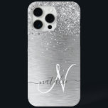 Name des Monogramms für den silberfarbenen Glitzer Case-Mate iPhone Hülle<br><div class="desc">Dieses schicke Gehäuse mit hübschem silberglänzenden Glitzer auf silberfarbenem metallischem Hintergrund ist einfach zu personalisieren.</div>