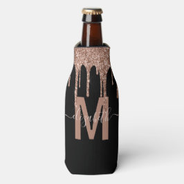 Name des Monogramms für die Girl-Rose-Gold-Drippin Flaschenkühler