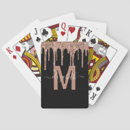 Name des Monogramms für die Girl-Rose-Gold-Drippin Spielkarten