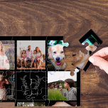 Name des Monogramms für die Sortierfolge des Fotos<br><div class="desc">Benutzerdefinierte Monogramm und Name mit familiär etablierten 8 Foto Gitter elegante Schwarz-Weiß-Keepake Fotovorlage erstellen Ihr eigenes Puzzle.        Ein nachdenkliches Geschenk für Weihnachten,  Familienjubiläum,  neue Zuhause-Hauswärmung oder Erntedank.</div>