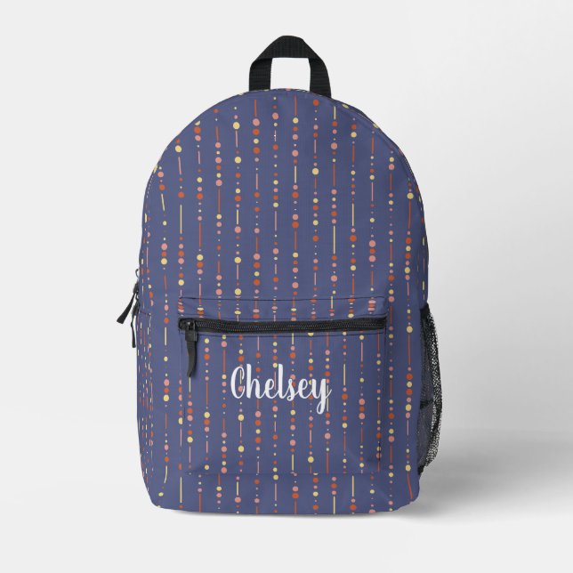 Name des Monogramms für niedliche Lila Streifen Bedruckter Rucksack (Vorderseite)