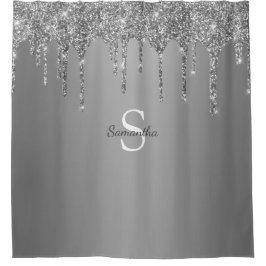 Name des Monogramms für Tropfen des Silver Glitzer Duschvorhang