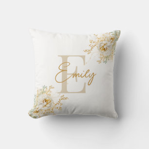Name des Monogramms Gold Script Moderne Elegant Kissen