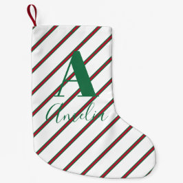 Name des Monogramms grün und rot Kleiner Weihnachtsstrumpf