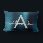 Name des Monogramms "Luxury Blue Stainless Steel" Lendenkissen<br><div class="desc">Blaue Imitate Pinselmetalle aus rostfreiem Edelstahl Monogram Mousepad. Dieses mit Monogramm Mousepad kann auf Ihren Vornamen und Erstnamen angepasst werden und eignet sich perfekt für die Schule oder das Büro und macht ein tolles Weihnachts- oder Geburtstagsgeschenk.</div>