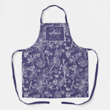 Name des Monogramms Mallow Wildblume Blue White
