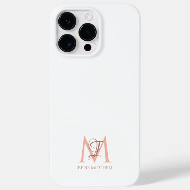 Name des Monogramms Minimalistische Rose Case-Mate iPhone 14 Pro Max Hülle (Rückseite)