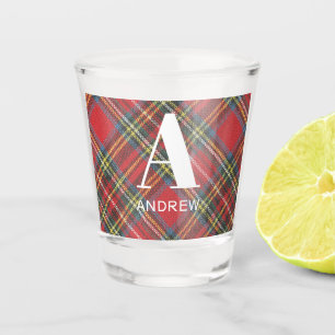 Name des Monogramms, Stewart Tartan Denim Print 1, Schnapsglas