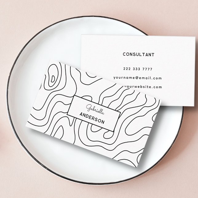 Name des Monogrammskripts für abstrakte schwarze L Visitenkarte (Von Creator hochgeladen)