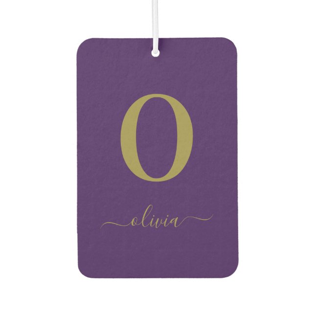 Name des Monogrammskripts Personalisiert Lila und  Autolufterfrischer (Vorderseite)
