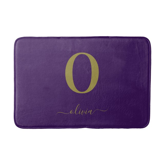 Name des Monogrammskripts Personalisiert Lila und  Badematte (Vorderseite)