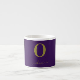 Name des Monogrammskripts Personalisiert Lila und Espressotasse
