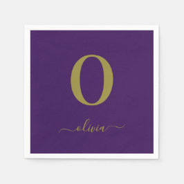 Name des Monogrammskripts Personalisiert Lila und  Serviette