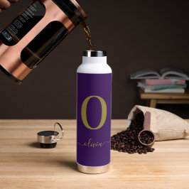 Name des Monogrammskripts Personalisiert Lila und  Trinkflasche