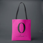 Name des Monogrammskripts Personalisiert rosa und  Tasche<br><div class="desc">Dieses elegante Monogramm und das stilvolle Script-Namensdesign können als Geschenk für einen Geburtstag, Muttertag oder jeden Anlass gegeben werden. Es kann mit dem Namen und dem Namen der Person personalisiert werden. Sie können den Schriftart, die Farbe des Schriftartes, die Größe des Schriftartes und die Hintergrundfarbe mit dem Design-Tool ändern. Die...</div>
