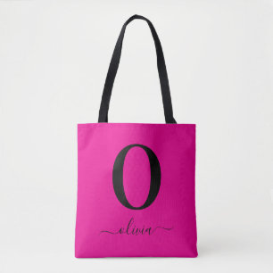 Name des Monogrammskripts Personalisiert rosa und Tasche